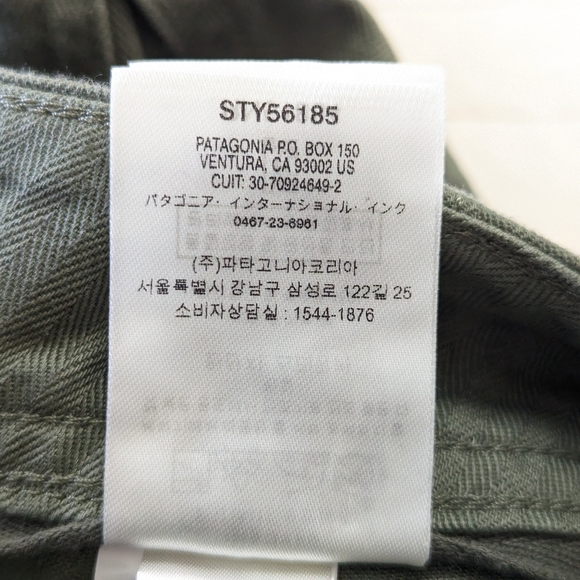 NWT Green Patagonia Organic Cotton Herringbone Utility Pants, Hiking Trousers - Picture 13 of 16